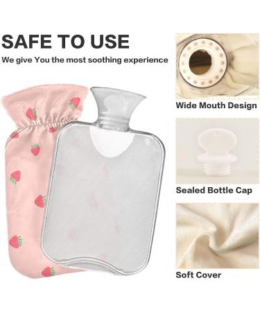 Pink Strawberry Hot Water Bottle with Cover | 1L Pain Relief & Headache Relief - International Shipping Available - Buy Online on GoSupps.com