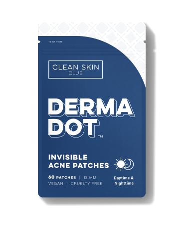 Clean Skin Club Derma Dot Invisible Acne Patches  60 Count  Vegan Hydrocolloid for Covering Zits  Pimples  Blackhead  Blemish  Absorbing Face Cover Sticker  Skin Care Treatment  Non Toxic Ingredients  1 pack