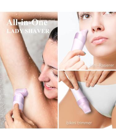 Uniono All-in-One Women's Razor Kit - Electric Ladyshaver with LED Light for Intimate Areas Wet/Dry Bikini Razor USB Charging - Light Pink - Buy Online on GoSupps.com