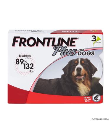 FRONTLINE Plus Flea and Tick Treatment for Dogs (Extra Large Dog, 89-132 Pounds) 3 Count