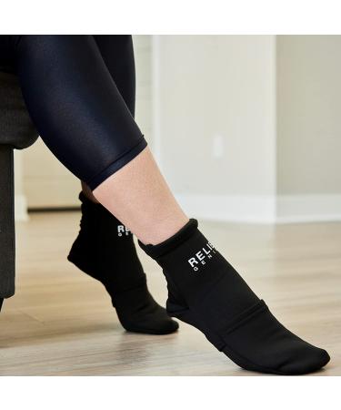 Relief Genius Cold Therapy Socks with Reusable Gel Ice Packs - Relief from Sprains, Muscle Pain, Bruises & More - Black, Small/Medium (1 Pair) - Buy Online on GoSupps.com