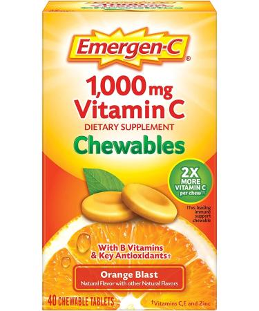Emergen-C 1000 mg Vitamin C Chewables Orange Blast 40 ea - 2pc