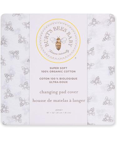 Burt's Bees Baby Honey Bee Heather Grey Jersey Knit Changing Pad Cover - Buy Online on GoSupps.com