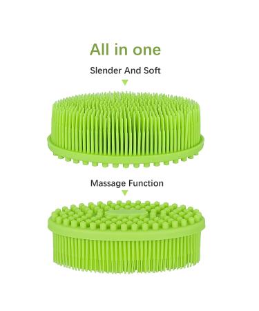 Silicone Body Scrubber 3pcs Set for Sensitive Skin - Exfoliating Brush for Shower, Bath, SPA Massage - Green, Purple, Cyan - Buy Online on GoSupps.com