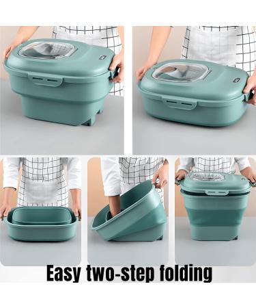 Foldable 30lb Capacity Dog Food Storage Container with Scoop Lid - Airtight Large Plastic Bin for Pet Food, Cat Food, Fish Food, Bird Seed - 50lb Grain and Rice Holder - Green - Buy Online on GoSupps.com