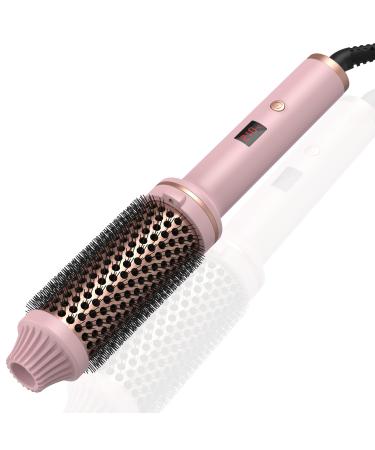 1.5 in Thermal Brush 10 Temps LCD Display Up to 410 F Curling Iron Heated Curling Brush Curling Brush Curling Comb 110-240V Travel Curling Iron (Pink)
