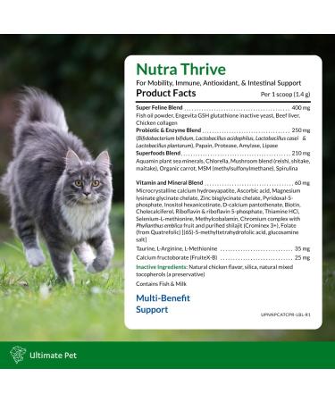 Ultimate Pet Nutrition Nutra Thrive Cat 40-in-1 Nutritional Supplement - 30 Servings - Buy Online on GoSupps.com