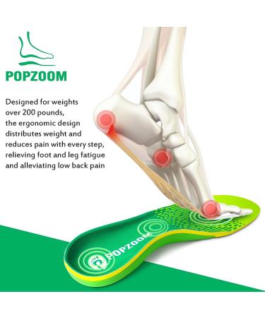 Popzoom Arch Support Plantar Fasciitis Insoles - Heavy Duty Orthotic Inserts for Flat Feet, High Arch, Heel Pain - Men and Women (Green, Size M) - Buy Online on GoSupps.com