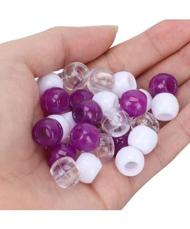 100 Transparent Hair Pearls & Plastic Clips - DIY Jewelry Set for Men Women & Girls - Ideal for Hair Braids & Bracelets (White Purple Transparent) - Buy Online on GoSupps.com