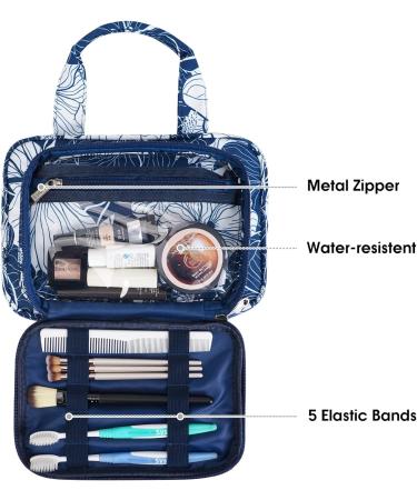 Large Blue Lotus Toiletry Bag: Full Size Makeup Organizer for Women | Travel Cosmetic Bag - Buy Online on GoSupps.com