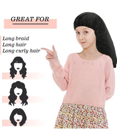 6 Pcs Kids Long Satin Bonnet Set - Adjustable Hair Cap for Girls, Sleeping Head Wrap for Curly Hair - Night Sleep Scarf for Braids - Buy Online on GoSupps.com
