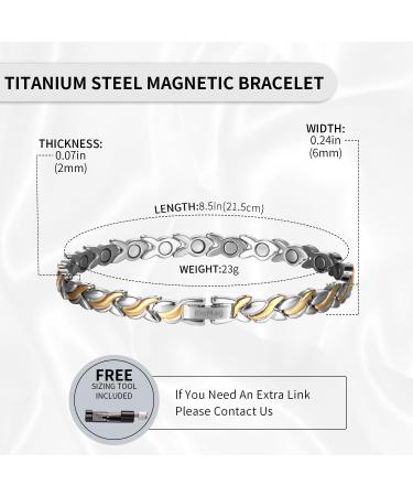 BioMag Titanium Steel Magnetic Bracelet for Women - Adjustable Wristband with Gift Box & Removal Tool - Silver Little Fish Design - Buy Online on GoSupps.com