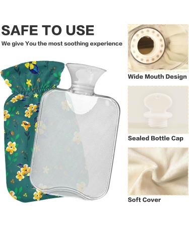 Mnsruu 2L Hot Water Bottle - Yellow Flower Design with Soft Cover | Perfect Gift for Women & Kids | Ideal for Christmas - Buy Online on GoSupps.com