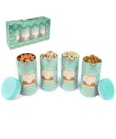 Jaiccha Ghasitaram Dryfruits Hamper-Lotus Box 4 dryfruits Tin Jars |Gift for Diwali Holi Rakhi Valentine Christmas Birthday Anniversary Her Him| Lotus Box 4 dryfruits Tin Jarss