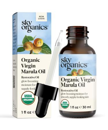 Sky Organics Organic Marula Oil for Face 100% Pure & Cold-Pressed USDA Certified Organic to Replenish Balance & Boost Glow 1 fl. Oz