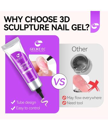Gelike ec 3D Nail Sculpture Gel: White Multifunctional Rhinestone Nail Gel 3D Gel Nail Art for Nail Charms Nail Art Sculpture Nail Decoration Manicure DIY Nail Modeling - Buy Online on GoSupps.com