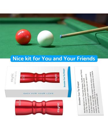 eSynic Professional Pool Cue Tips Shaper Set - 3 in 1 Tool for Billiard Cue, Accessories Gift - Red Color - Buy Online on GoSupps.com