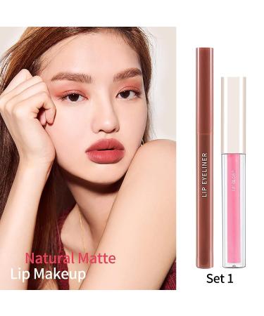 Boobeen Nude Dark Red Lip Makeup Set - Long Lasting Waterproof Lipliner & Lipstick Duo for Women | Velvet Lip Glaze Gift - Buy Online on GoSupps.com