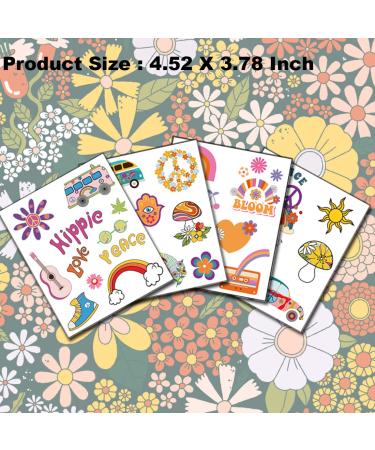 Ooopsiun Hippie Temporary Tattoos for Kids - 70 Styles Peace, Love & Flower Power Party Favors - Buy Online on GoSupps.com