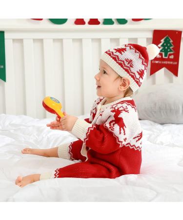 Forthcan Baby Christmas Knitted Sweater Romper Jumpsuit | Newborn Boys Girls Onesies Outfits 3-6 Months | Red-Reindeer - Buy Online on GoSupps.com
