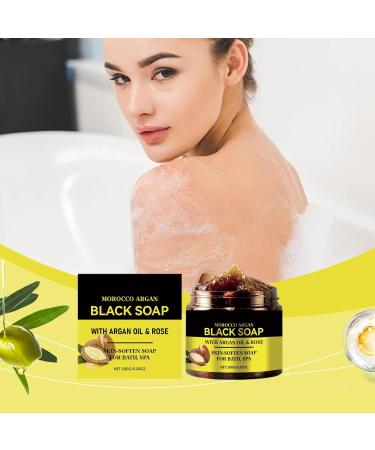 Savon noir marocain savon exfoliant pour le corps enrichi en huile d'argan nettoyage en profondeur limination des cellules mortes convient pour le visage et le corps - Buy Online on GoSupps.com