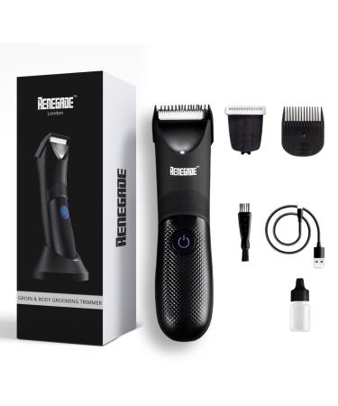 Renegade Body Hair Trimmer for Men Electric Ball Trimmer for Pubic Hair Manscape Male Grooming Kit Waterproof Groin Pube Groomer with LED Light Adjustable Guard Rechargeable Manscaper