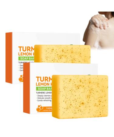 Bploar Turmeric Lemon & Turmeric Cleansing Soap Deep Cleansing Deep Cleansing Skin Friendly Hand Made 2 Pack