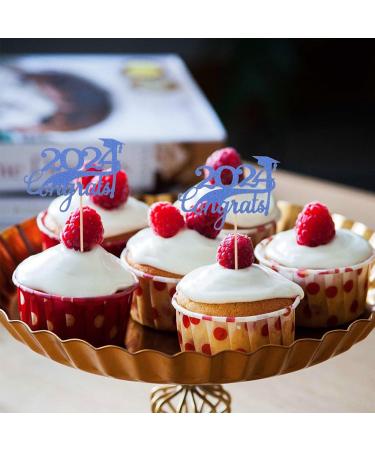 Zerodeko 15pcs 2024 Graduation Cupcake Toppers: Glitter Class of 2024 Cupcake Toppers Grad Cap Food Appetizer Cupcake Picks Graduation Party Decorations - Buy Online on GoSupps.com