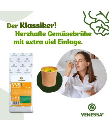 VENESSA VVS1 Pack of 2 Fine Vegetable Stock Sachets - 1 kg - Vending Machine Soup - Vegetable Soup - Vegetarian Soup - Lump-Free Vegetable Soup - Quick Preparation - Suitable for - Buy Online on GoSupps.com