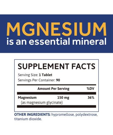 Whollium Magnesium Glycinate 150mg | Fully Chelated for Optimal Absorption | Gentle on Stomach | High Bioavailability | Muscle, Brain & Heart Health | 90 Tabs - Buy Online on GoSupps.com