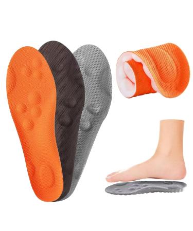 Maxee 3 pairs of orthopedic insole for men & women Arch deposits heel spur comfort sports shoe inserts breathable and relieve foot pain ideal insole for hiking running size.37-38 3 colors (orange + black + gray) 37-38