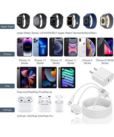 Apple MFi Certified USB C Charger for Apple Watch & iPhone - Fast Charging Cable - 6Ft White - Compatible with Apple Watch Series 8/7/SE/6/5/4/3/2/1 and iPhone 14/13/12/11 - Buy Online on GoSupps.com
