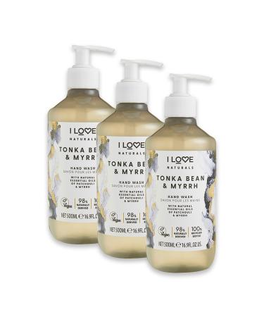 I LOVE Tonka Bean and Myrrh Hand Wash - Moisturizing Hand Soap with Essential Oils - Skin Smoothing Formula - Plant-Based Cleansers - 3 pc Fresh 16.9 Ounce (Pack of 3)