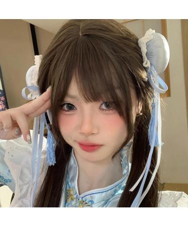 amangul 1pair Hair Bun Shape Hairpins for Girl Anime Role Play in Halloween Chinese Style Hair Clip for Woman Ponytail Hair Clip(Lake Green) - Buy Online on GoSupps.com