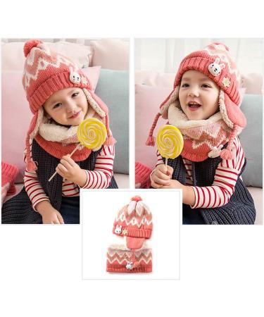 DORRISO Cute Kids Caps Scarf Set - Autumn Winter Knitted Beanies Hat for Girls Boys in Pink - Buy Online on GoSupps.com