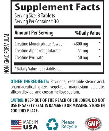 PRIVATE LABEL Muscle Alive - CREATINE TRI-Phase - 3X Formula - PRE & Post Workout - creatine in Powder - 2 Bottles (180 Tablets) - Buy Online on GoSupps.com