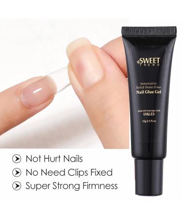 Solid Nail Glue Gel 15g*2pcs - Upgrade UV Rhinestone Glue | Extra Strong & Easy to Use for Nail Salons and Home DIY - Buy Online on GoSupps.com