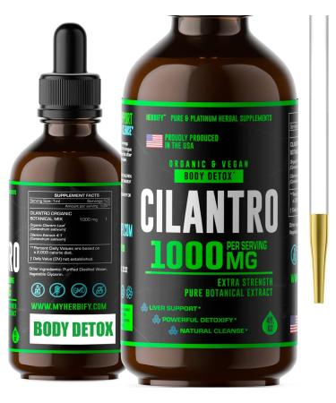 HERBIFY Organic Cilantro Tincture - Herbal Cilantro Supplement for Detox - Rich Source of Antioxidants - Supports Heart and Body Cleanse - Made in USA - Cilantro Extract Organic 4 Fl Oz