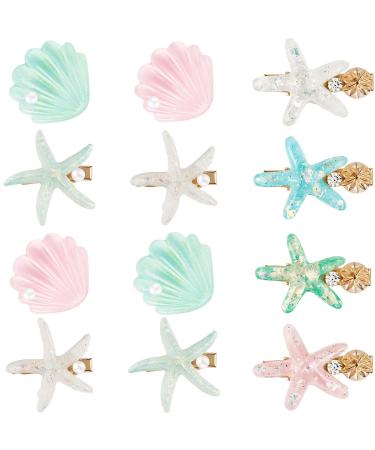 12 Pieces Artificial Shell Pearl Starfish Seashell Hair Clip Set Acrylic Resin Girl Lady Hair Clip Headdress Hairstyle Tool Accessories Beach Wedding Supplies (Charming) - Buy Online on GoSupps.com