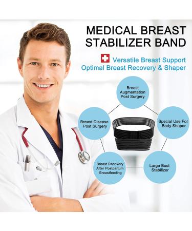 SCARBORO Breast Bands for Women | Post Surgery Implant Stabilizer & Compression Support | Medical Chest Band for Large Breasts | Exercise Ready - Medium-Large Black - Buy Online on GoSupps.com