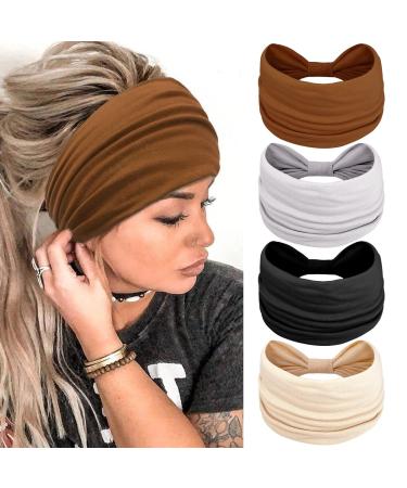 Kavya Wide Headbands for Women's Hair Soft Hair Bands for Women Yoga Ladies Headband Elastic Headbands Knotted Head Bands Adult Women Hair Scarf Fashion Hair Accessories SET-10