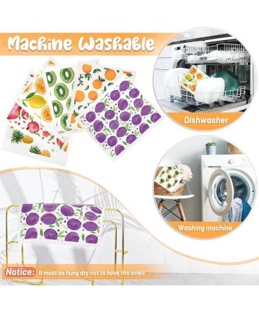 Swedish Dish Cloth 6 Pack Swedish Dishcloths with 4 Clips Absorbent Sponge Cleaning Reusable Biodegradable Paper Towels (6 Pack Fruit) - Buy Online on GoSupps.com