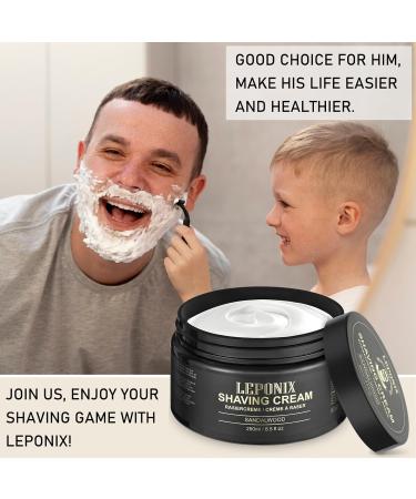 LEPONIX Shaving Cream Luxury Large Size Shaving Cream for men Rich Lather for a Protective Smooth & Moisturizing Shave Experience Sandalwood Scent - 8.5 Oz - Buy Online on GoSupps.com
