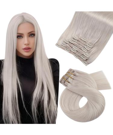 Moresoo clip in extensions real hair blond real hair extensions clip whiteblond remy hair extension real hair clip in extensions blond double broken full head 7pcs 120g 55 cm #60a 55 cm 1. #60A