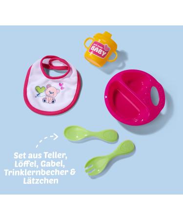 Simba 105560016 New Born Baby Feeding Set - 5 Piece Doll Accessories for 30-43cm Dolls | Plates Spoons Fork Bibs & Cups | Perfect for Ages 3+ - Buy Online on GoSupps.com