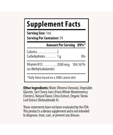 Vitamin B12 2500 mcg 2 oz Liquid Drops for Energy Production, Nervous System Health - No Artificial Preservatives, Non-GMO, Gluten Free, Vegan-Friendly - Buy Online on GoSupps.com