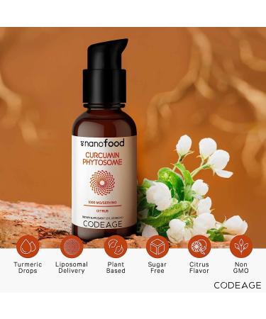 Codeage Liposomal Curcumin Phytosome Liquid Supplement - 2 fl oz | Turmeric Vegan Drops - Citrus Flavor | Plant-Based Curcuma Longa Extract - Buy Online on GoSupps.com