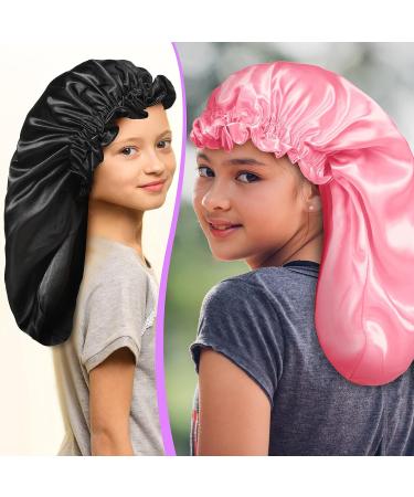 Kids Braid Bonnet for Sleeping - Double Layer Satin Cap for Girls - 4 Pieces in 4 Colors - Buy Online on GoSupps.com