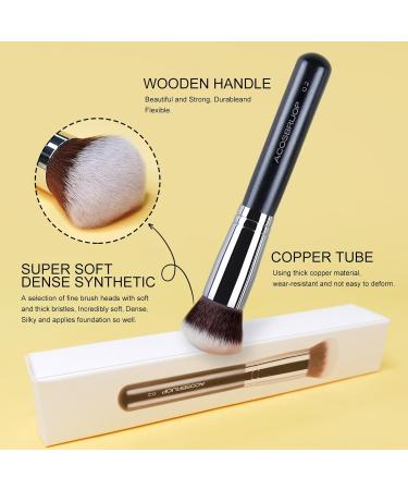Round Top Kabuki Foundation Brush | Professional Grade Makeup Brush for Liquid & Mineral Powder | Best Blending Buffing & Stippling Tool - Black - Buy Online on GoSupps.com