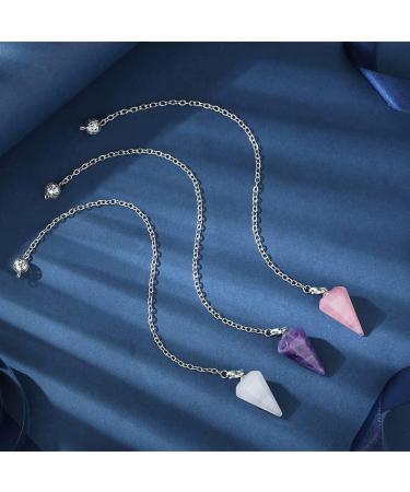 Xiannvxi 3pcs Crystal Pendulum Set - Amethyst Rose Quartz & Clear Quartz for Prophecy | Gemstone Pendulums for Reiki & Witchcraft Supplies - Buy Online on GoSupps.com